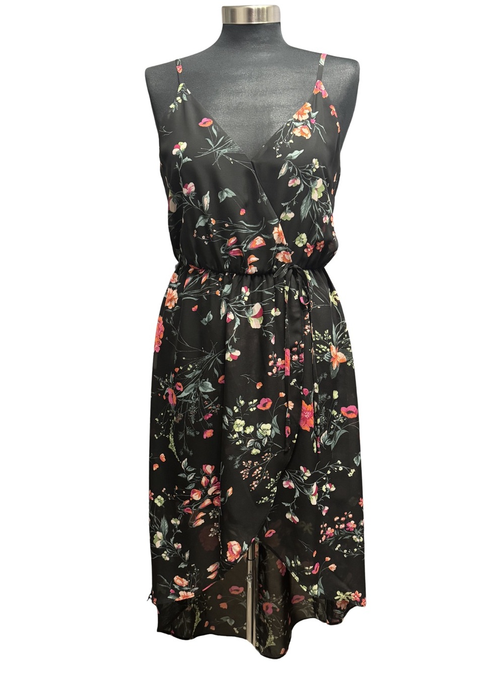 iZ Byer Floral Dress Hi Lo Wrap Midi Small